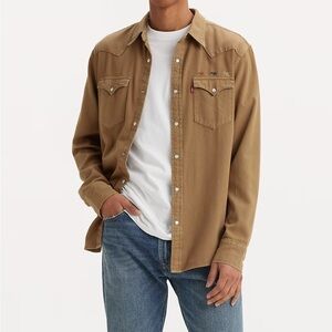 Levi's Men's Classic Standard Denim Western Shirt - Dark Khaki small